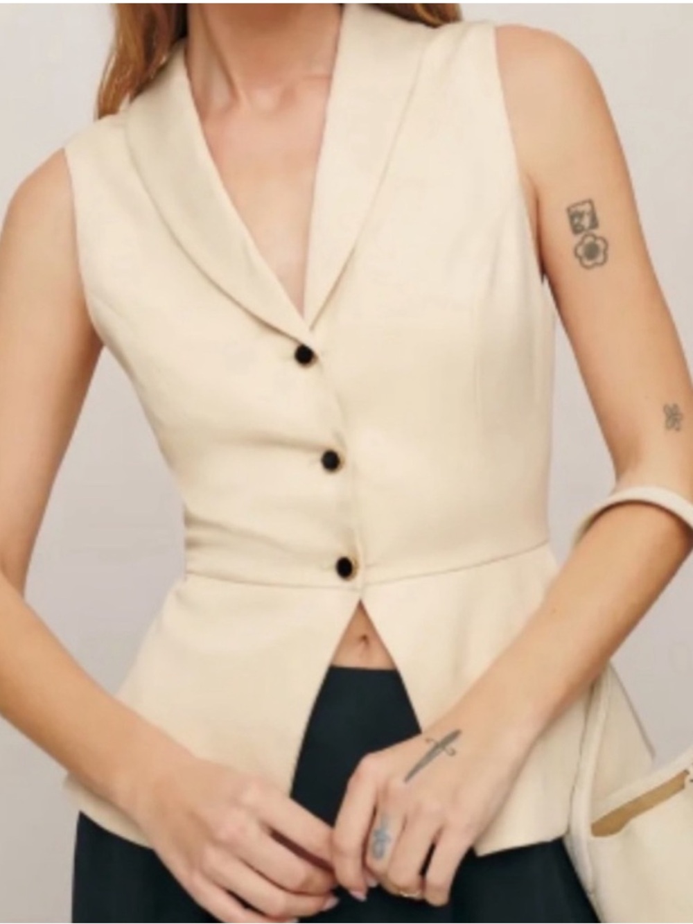 Reformation Pale Beige Sleeveless Peplum Blazer - Picture 3 of 3